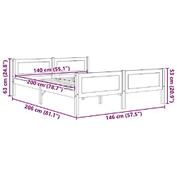 vidaXL Cadre de lit sans matelas bois massif de pin blanc 140x200 cm pas cher