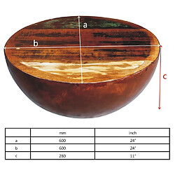 vidaXL Table basse Forme de bol avec base en acier Bois recyclé pas cher