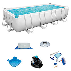 Pack Piscine Bestway Power Steel Rectangulaire 549x274x122 cm Accessoires d'Entretien de Piscine avec Robot Nettoyeur 