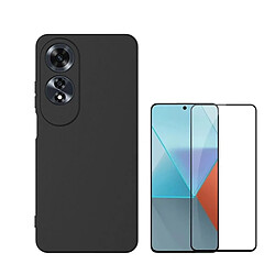 NIS Kit De Film En Verre Trempé À Couverture Complète + Couverture En Silicone Flexible Compatible Avec Oppo A60 - Noir