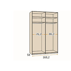 Acheter Inside 75 Armoire 4 portes polar gris laquée 169,2 x 60 x 240 cm structure standard poignée Sare