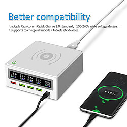 Acheter Universal Chargeur USB à 5 ports Type C PD 65W QC3.0 Adaptateur d'alimentation QI Chargeur sans fil LCD Chargeur rapide pour Samsung Petit |