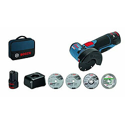 Bosch 12 V System Meuleuse d'angle sans fil GWS 12 V-76 (2 batteries 12V 2,0 Ah, 5 disques, dans une sacoche)