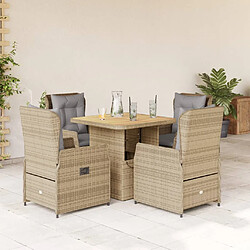 vidaXL Ensemble à manger de jardin avec coussins 5pcs Beige poly rotin