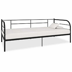 Maison Chic Lit adulte - Lit simple Cadre de lit,Structure du lit Contemporain de repos Noir Métal 90 x 200 cm -MN16877