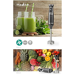 NEDIS Mixeur plongeant 600W 2 vitesses pied et lame en acier inoxydable pied démontable Noir SMOOTHIES SOUPES