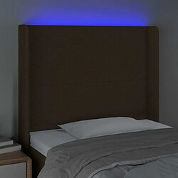 Avis Maison Chic Tête de lit scandinave à LED,meuble de chambre Marron foncé 103x16x118/128 cm Tissu -MN26265