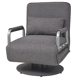 vidaXL Fauteuil pivotant et canapé-lit gris foncé tissu