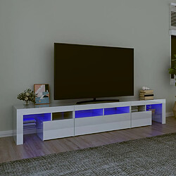 vidaXL Meuble TV avec lumières LED Blanc brillant 230x36,5x40 cm