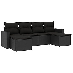 Maison Chic Salon de jardin 6 pcs avec coussins | Ensemble de Table et chaises | Mobilier d'Extérieur noir résine tressée -GKD55314