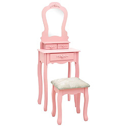 vidaXL Ensemble de coiffeuse avec tabouret Rose 50x59x136 cm Paulownia