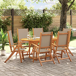 vidaXL Ensemble à Manger de jardin 7pcs bois d'acacia solide textilène