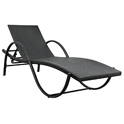 vidaXL Chaise longue avec coussin Résine tressée Noir