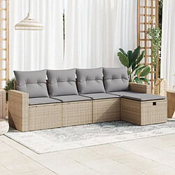 vidaXL Salon de jardin avec coussins 5 pcs beige résine tressée