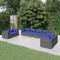 Maison Chic Salon de jardin 8 pcs + coussins - Mobilier/Meubles de jardin - Table et chaises d'extérieur Résine tressée Gris -MN82349