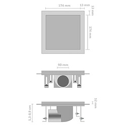 Helloshop26 Caniveau drain de douche 2 en 1 avec couvercle 20 x 20 cm acier inoxydable 02_0003007 pas cher