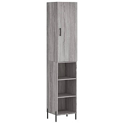 vidaXL Buffet haut Sonoma gris 34,5x34x180 cm Bois d'ingénierie