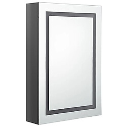 Avis Maison Chic Armoire de salle de bain,Meuble de rangement,Meuble haut à miroir LED gris brillant 50x13x70 cm -GKD547480