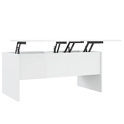 vidaXL Table basse blanc brillant 102x50,5x46,5 cm bois d'ingénierie