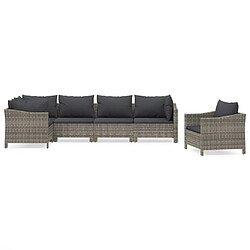 Maison Chic Salon de jardin 6 pcs + coussins - Mobilier/Meubles de jardin - Table et chaises d'extérieur Gris Résine tressée -MN67503