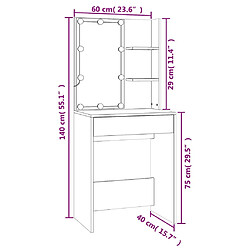 vidaXL Coiffeuse à LED avec armoire Chêne sonoma Bois d'ingénierie pas cher