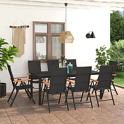 Salle à manger de jardin 9 pcs,Table et chaise à dîner Noir et marron -MN91290