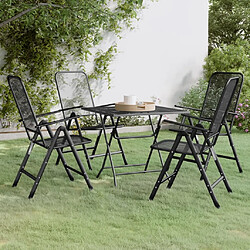 Maison Chic Mobilier à dîner 5 pcs de jardin - Ensemble table et chaises d'extérieur - Salon/Mobilier de jardin classique Maille Métal Anthracite -MN44721