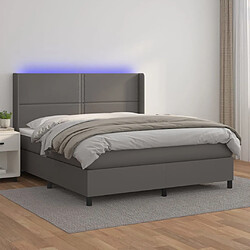 vidaXL Sommier à lattes de lit matelas LED Gris 180x200 cm Similicuir 