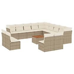 vidaXL Salon de jardin avec coussins 14 pcs beige résine tressée