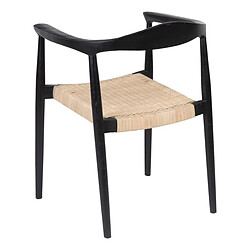 Acheter BigBuy Home Chaise de Salle à Manger Noir Naturel Rotin bois de teck 59 x 58 x 76,5 cm