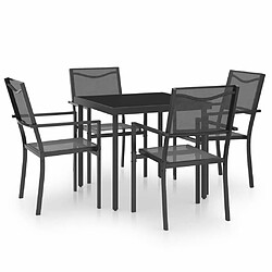 Maison Chic Salon de jardin de salle à manger 5 pcs,Table et Chaises d'extérieur,Mobilier de jardin Acier -MN41871