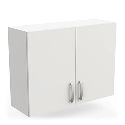 Dansmamaison Meuble haut de cuisine 80 cm 2 portes battantes Blanc Mat - MARTA pas cher