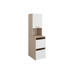 Avis Vente-Unique Rangement de salle de bain avec placards et étagères - Naturel clair et blanc - L47 x H184 cm - ERKANO