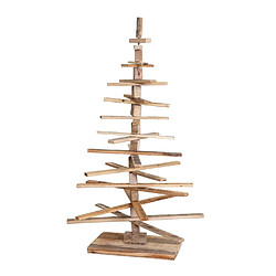 Mendler Sapin de Noel décoratif HWC-H77, arbre de Noel 3D, aspect shabby, bois de sapin réglable 130x82x82cm