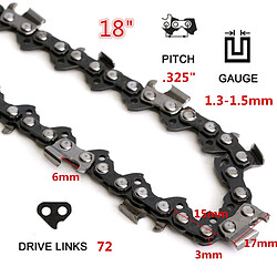 Insma 18'' .325 Chaine 72 Maillons 1.3/1.5mm à Tron?onneuse Essence Scie Pièce de Rechange