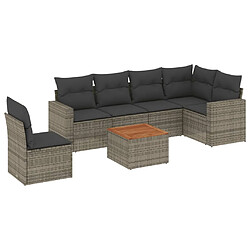 vidaXL Salon de jardin avec coussins 7 pcs gris résine tressée