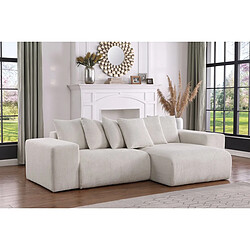 Palozi Sofa Canapé d'angle en velours côtelé Rivoli - 312 x 176 x 49 cm - Beige