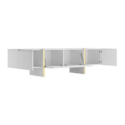 Acheter Vente-Unique Meuble TV avec 4 portes en MDF - Blanc et Doré - LUVONIA