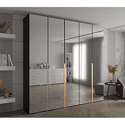 Abiks Meble Inova 1 Armoire avec miroir et portes battantes 236,7/250/47 5 Portes (nero/d’oro)