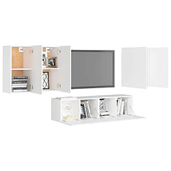 Avis Maison Chic Ensemble de meubles TV 6 pcs | Banc TV Moderne pour salon | Meuble de Rangement - Blanc Aggloméré -MN64865