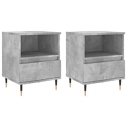 Maison Chic Lot de 2 Tables de chevet,Table de nuit,Table d'appoint pour salon gris béton 40x35x50 cm bois d’ingénierie -MN97409