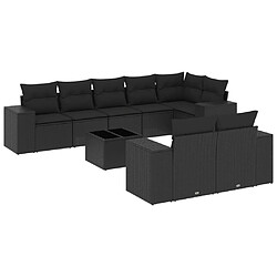 Maison Chic Salon de jardin 9 pcs avec coussins | Ensemble de Table et chaises | Mobilier d'Extérieur noir résine tressée -GKD78097