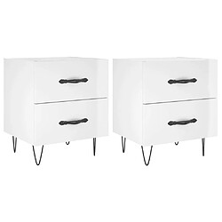 Maison Chic Lot de 2 Tables de chevet,Table de nuit,Table d'appoint pour salon blanc brillant 40x35x47,5 cm -MN70582