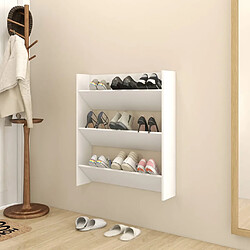 vidaXL Armoire à chaussures murale blanc 80x18x90 cm bois d'ingénierie