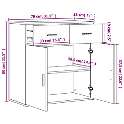 vidaXL Buffets 2 pcs chêne marron 79x38x80 cm bois d'ingénierie pas cher