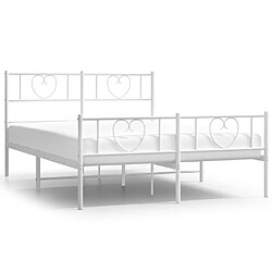 Maison Chic Lit adulte - Lit simple Cadre de lit métal avec tête de lit/pied de lit,Structure du lit Contemporain pour chambre blanc 140x190cm -MN80877