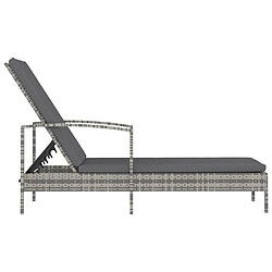 Avis Helloshop26 Transat chaise longue bain de soleil lit de jardin terrasse meuble d'extérieur avec accoudoirs résine tressée gris 02_0012262