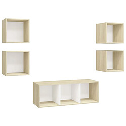 vidaXL Ensemble de meubles TV 5pcs Blanc chêne sonoma Bois ingénierie