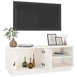 Maison Chic Meuble TV scandinave - Banc TV pour salon Blanc 105x34x40 cm Bois de pin massif -MN36674 pas cher