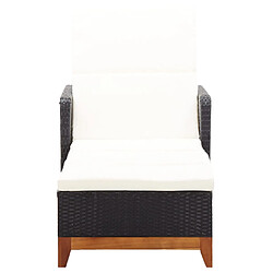 Helloshop26 Transat chaise longue bain de soleil lit de jardin terrasse meuble d'extérieur résine tressée et bois d'acacia massif noir 02_0012919